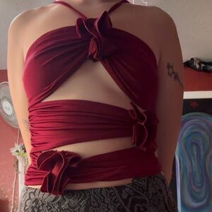 Elegant Burgundy Wrap Top